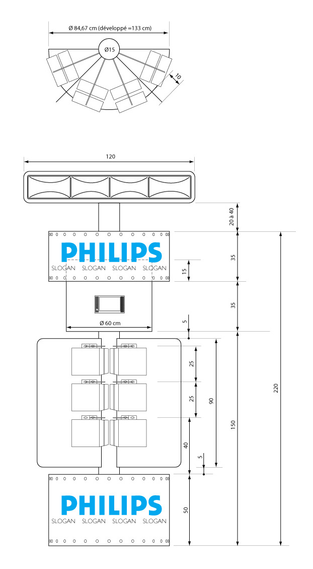 Philips Daytime Running Lights gondola at Carrefour - technical description